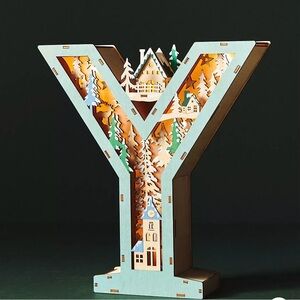 Anthropologie Wonderland Scene Monogram Y Christmas Holiday Decor